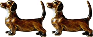 Unique Dachshund Metal Cabinet Knobs, Set of 2, Hand-Painted Drawer Pulls with Mounting Screws, Decorative Dresser Handles for Cabinets, Closets, Doors, Home Décor