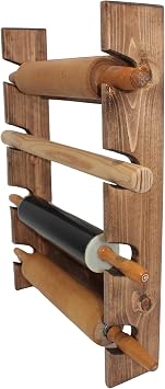 Wooden Rolling Pin Display Rack Holds 4 Rolling Pins Wall Mounted Storage for Bakers & Collectors Provincial Stain Color