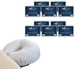 EarthLite Fitted Flannel DURA-Luxe 10-Pack Face Cradle and Headrest Covers, Elastic + Velcro Strap for Massage Tables & Chairs, White, 10-Pack