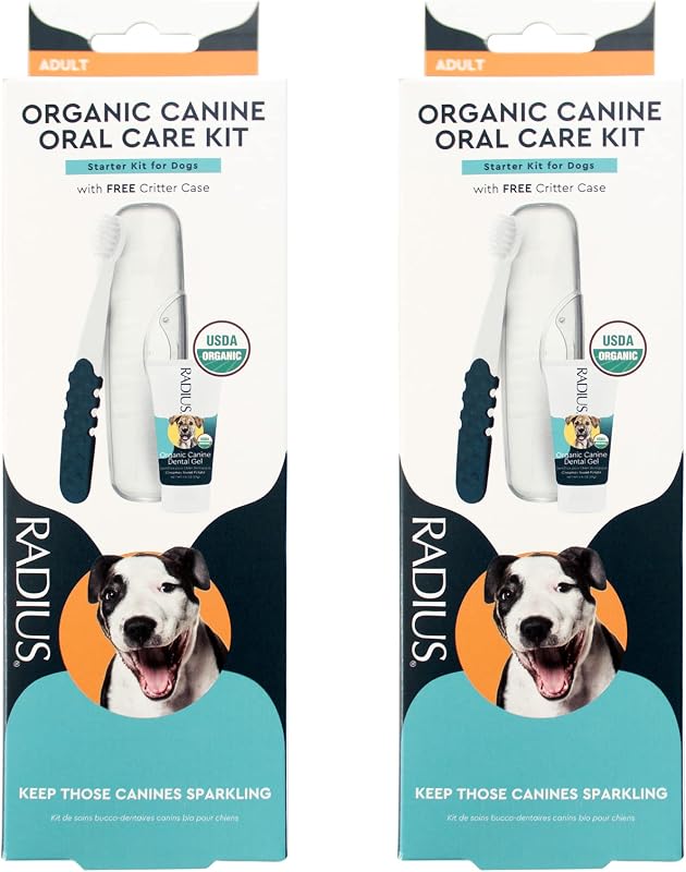 Kit de Higiene Bucal para Cães RADIUS com Escova e Creme Dental Orgânico USDA 22,7 g