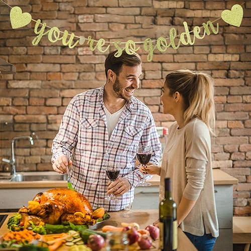 Miniatura 5 de Cartel dorado con texto en inglés "You're So Gold", fiesta de cumpleaños temática dorada, letrero colgante para fiesta de cumpleaños de niñas