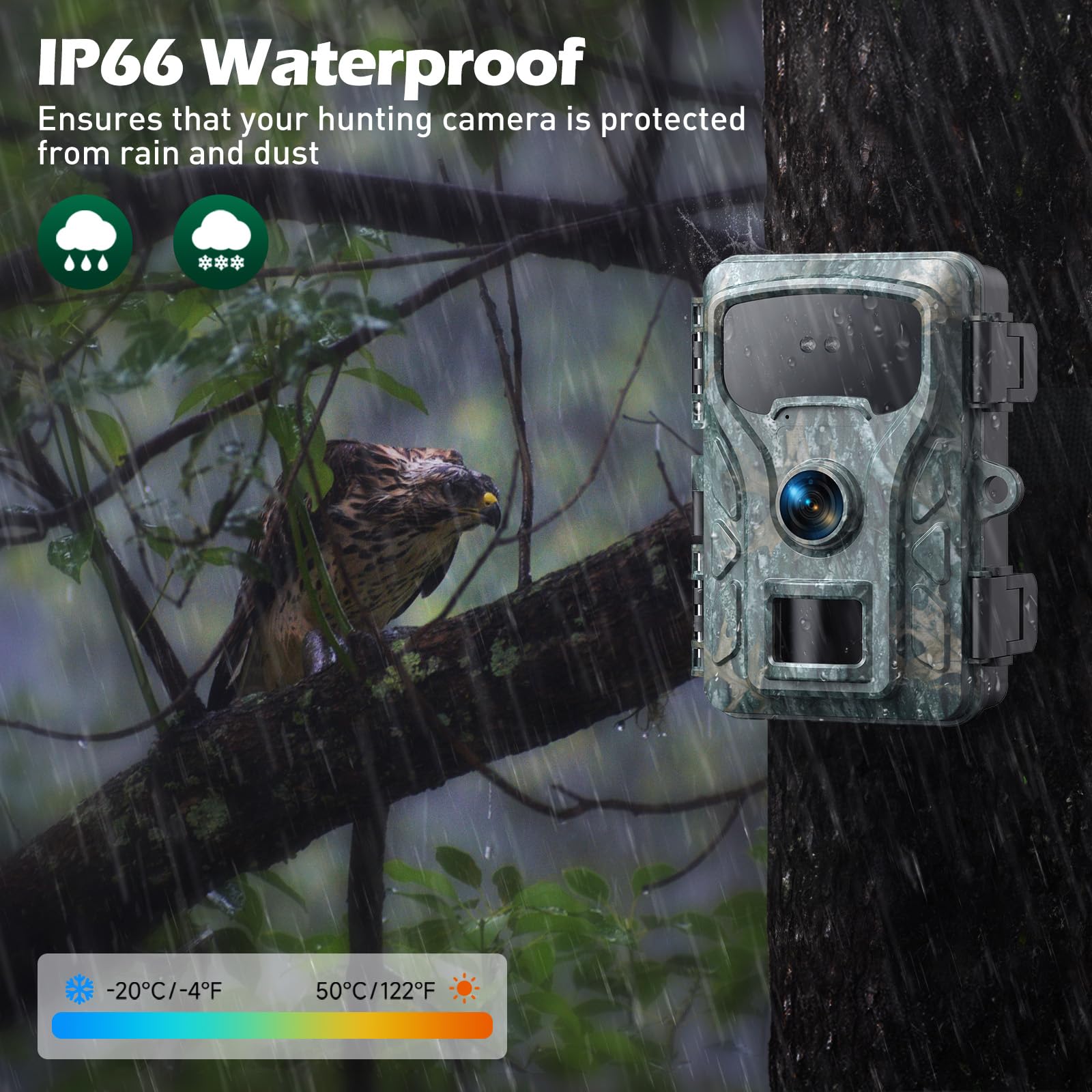 VOOPEAK4K 48MP Wildlife Camera,Trail Game Cameras 0.1s Trigger Time Latest Sensor Motion Hunting Cameras Time-Lapse With 120°Wide-Angle 2.0" LCD