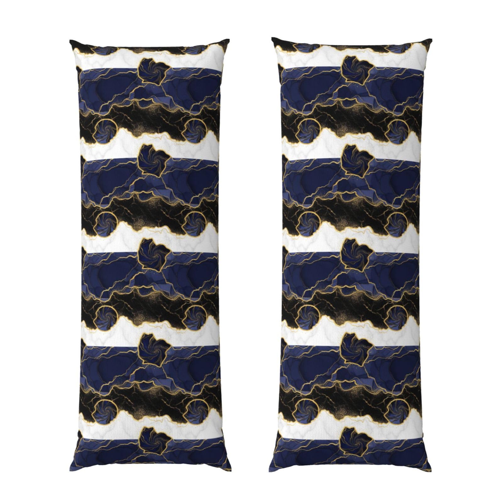 Long Body Pillow Cover 20x54, Navy Blue Golden Marble, Plush Velvet Pillowcase with Zipper, Cozyffy Rectangular Case for Bedroom Couch Sofa Sleeping