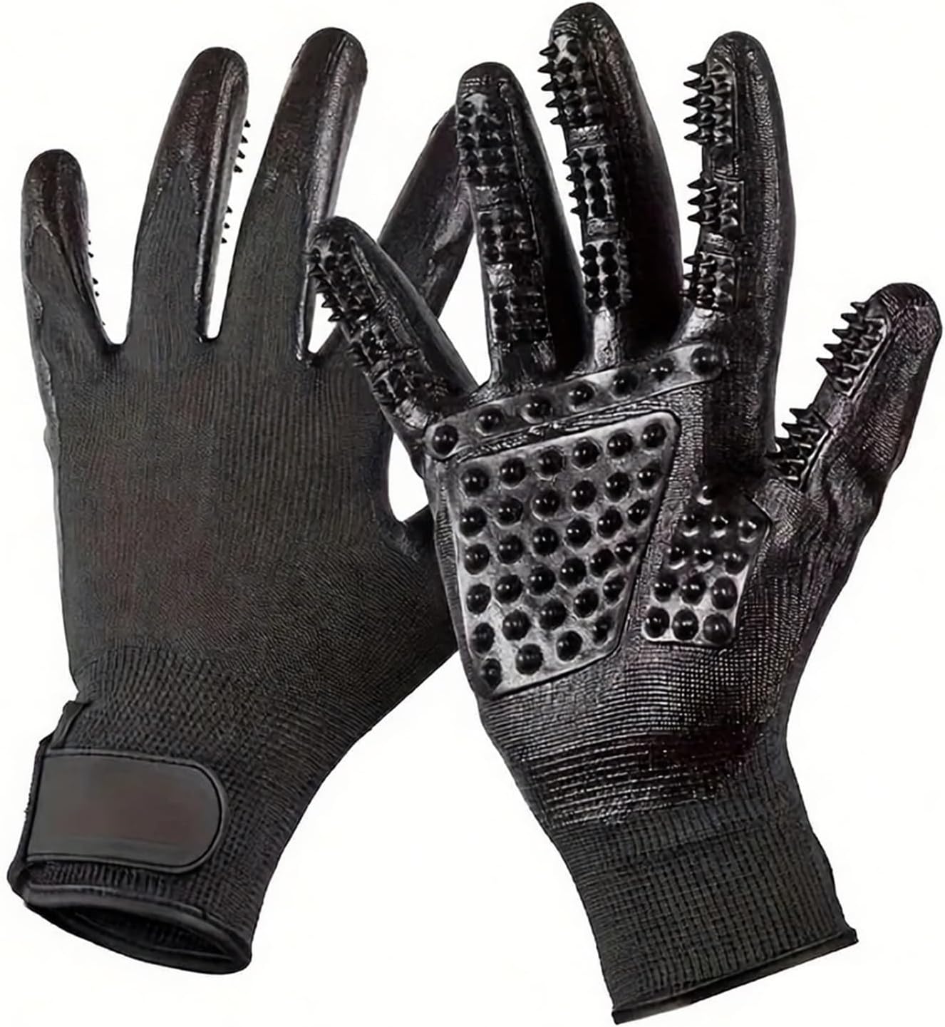 Gentle Pet Grooming Gloves Soft Textured Design for Cats Horses Bathing Brushing for Short Long Hair