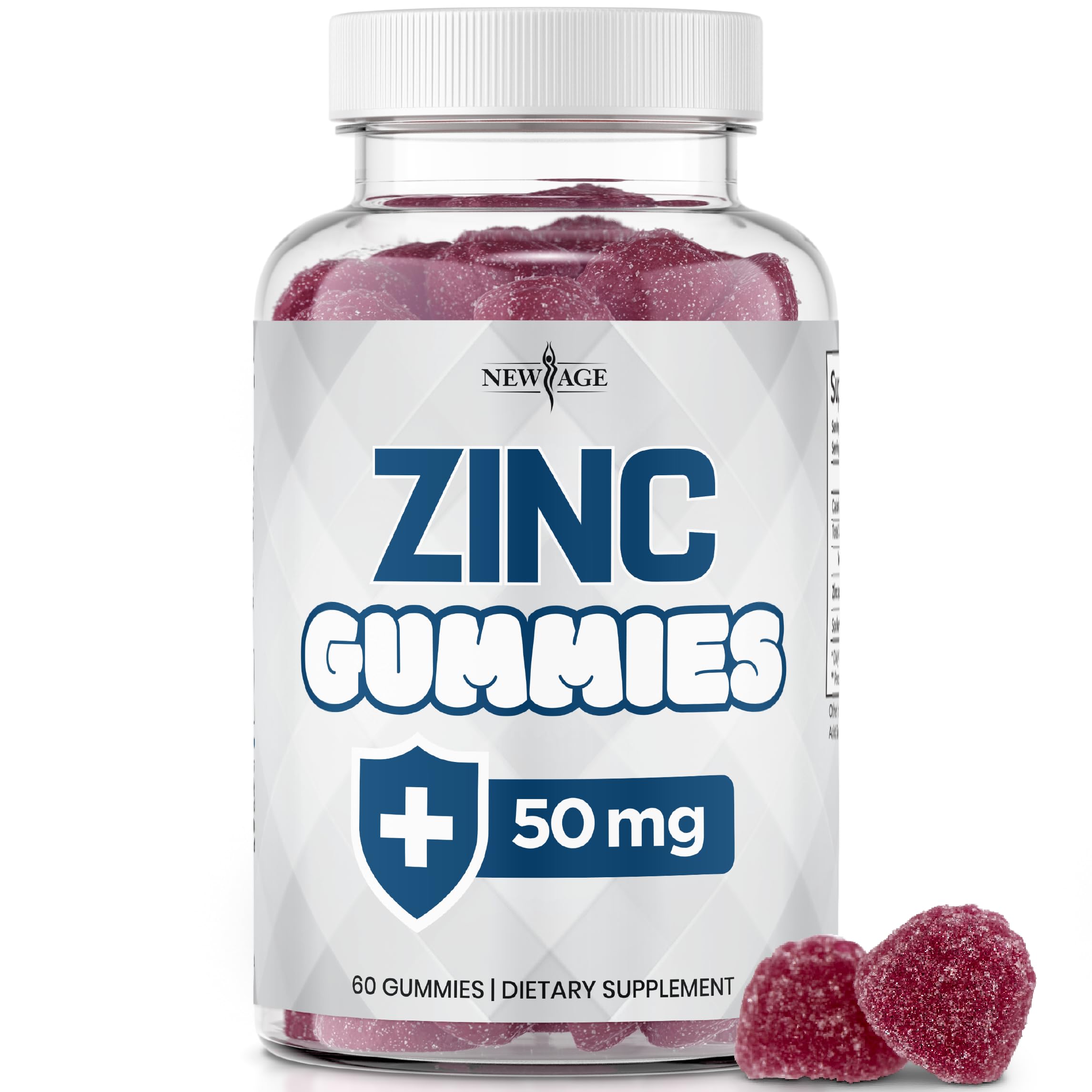NEW AGE Zinc Gummies - 50mg Zinc Supplement, Immune Supplement, Antioxidant, Non-GMO (60 Count (Pack of 1))