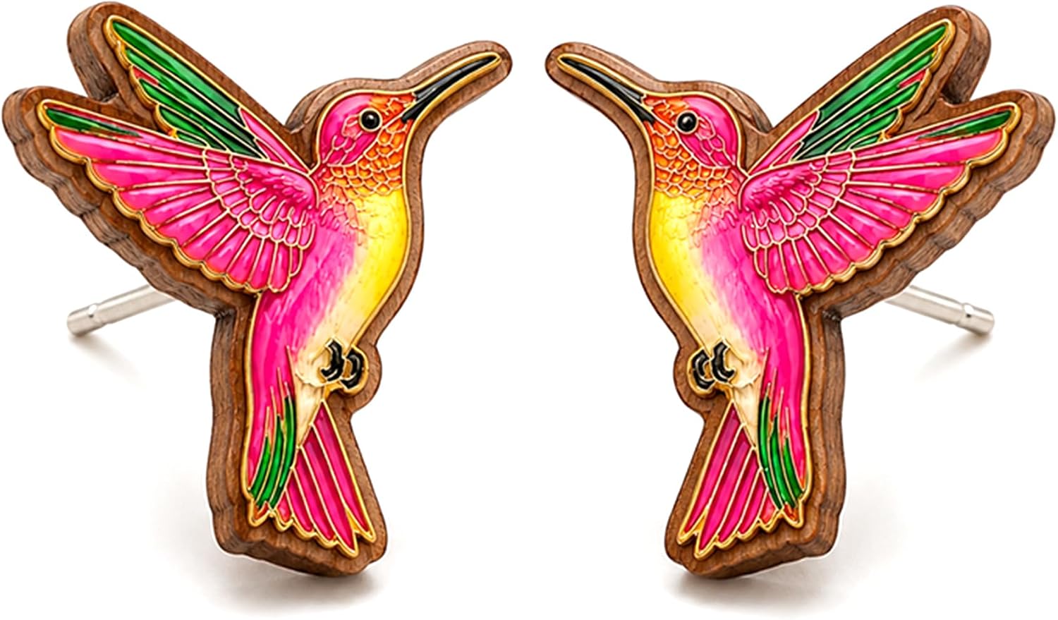 Wood Stud Earrings for Women Handmade Wooden Jewelry Gifts Quirky Cute Stud Earring