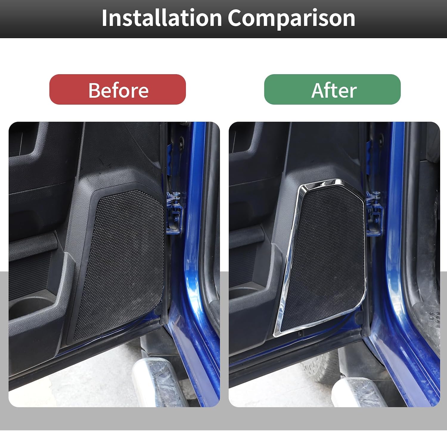 CheroCar 4pcs Bright Door Speaker Frame Trim Cover Decoration Interior Accessories for 2010-2017 Dodge RAM