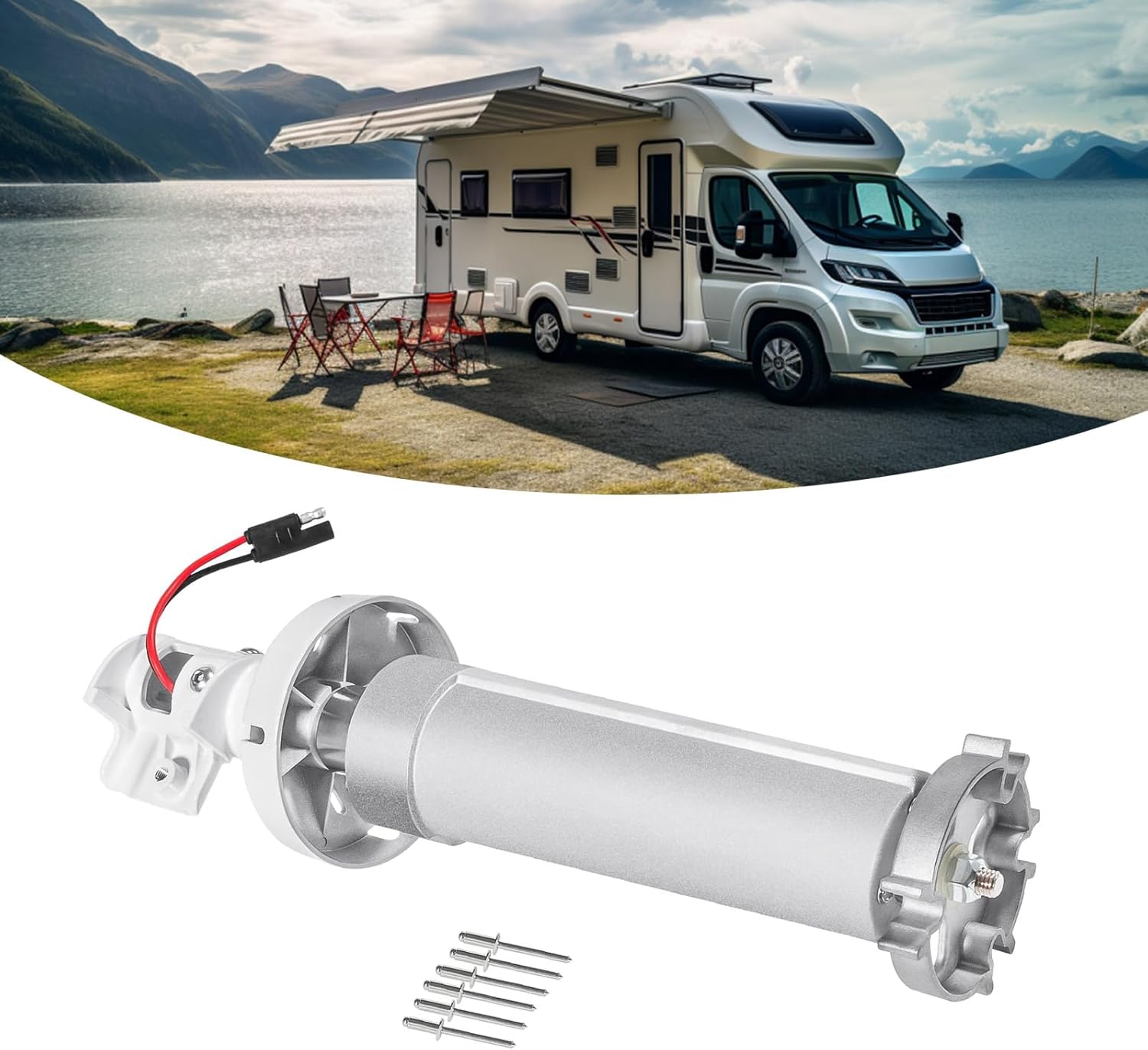 Replacement Motor for Patio Shade 12V Right Side Operate Assembly Aircraft Aluminum for 9100 Series with Guide Right Moment Motor