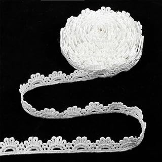 Crocheted White Lace Trim for Sewing, 15 Yards White Lace Trim, Embroidery Scalloped Edge Laces for Crafts, DIY Sewing Making, Gift Wrapping, Scrapbooking, Wedding Bouquet Decorations(0.59" Wide)