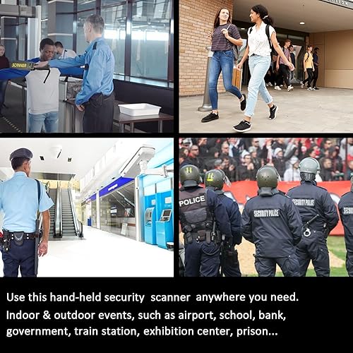 Miniatura 6 de Detector de metales de mano, escáner de seguridad de alta sensibilidad, alertas de sonido y vibraciones ajustables portátiles, detecta armas,
