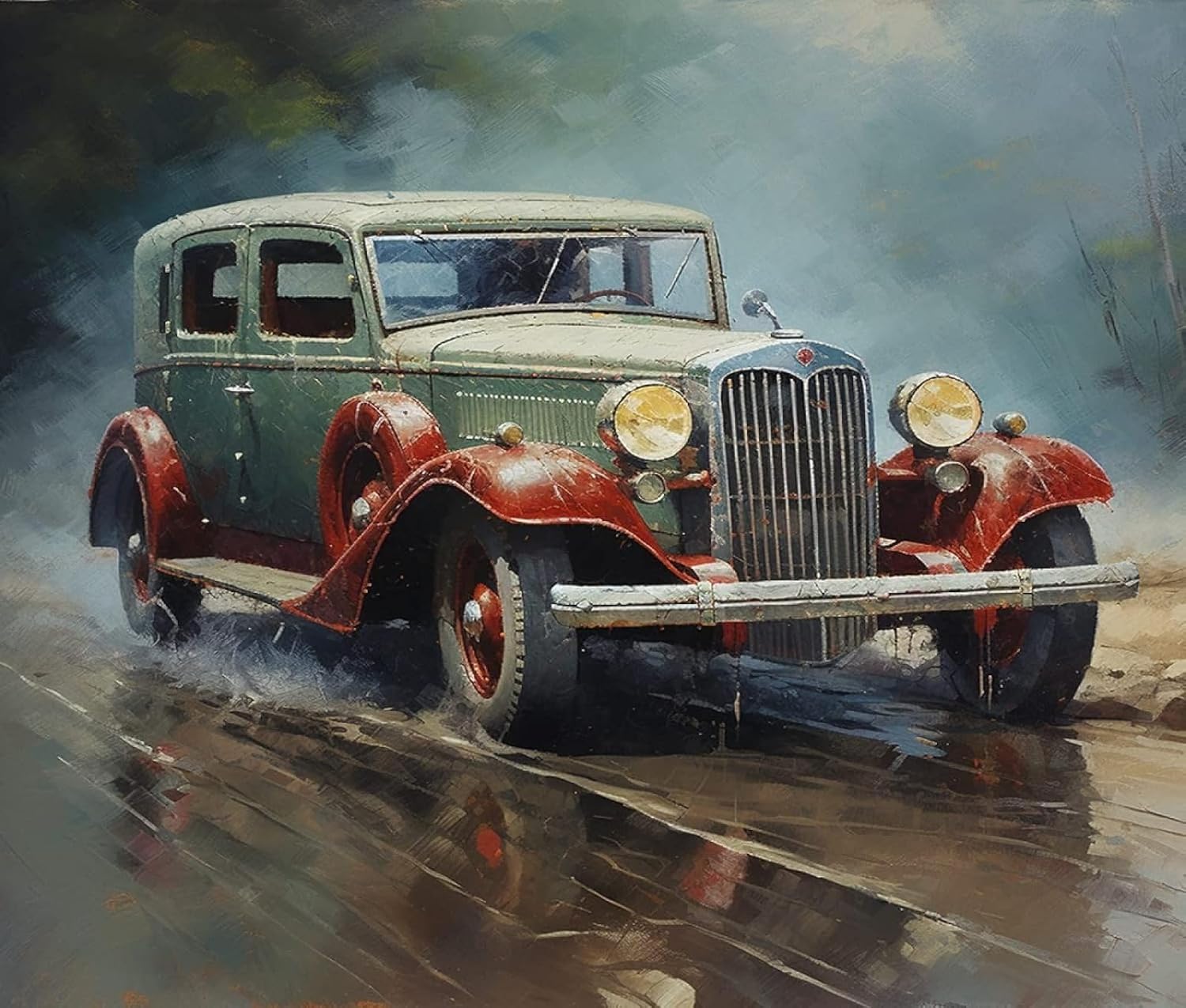 ZMHZMY Oil Paint by Numbers Adult Kit Retro Car Trucks Pickup Classic Cars DIY Digital Painting Kits Pre-Printed Canvas Art Home Decoration 40x50cm 40x50cm