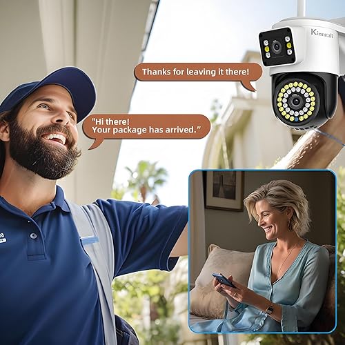 Miniatura 4 de Cámara de seguridad WiFi de doble lente para exteriores, vigilancia panorámica e inclinación, seguimiento y detección humana, visión nocturna a