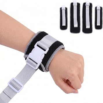 lefeke Patient Medical Restraints Strap with Quick Release Buckles, Bed Restraints Belts for Wrists and Ankles, Limb Holder Movement Limited Ties for Hands or Legs Lambswool-Black-4Pcs