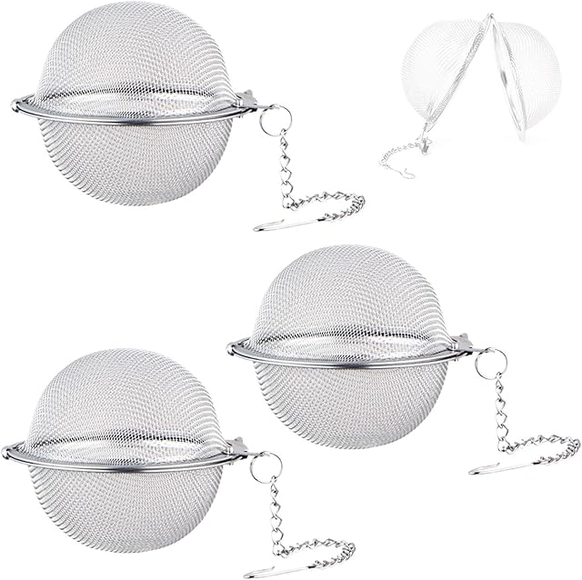 3pcs Tea Strainer Steeping Ball, Stainless Steel Tea Strainer, Non-Toxic and Anti-Rust, Sturdy and Durable