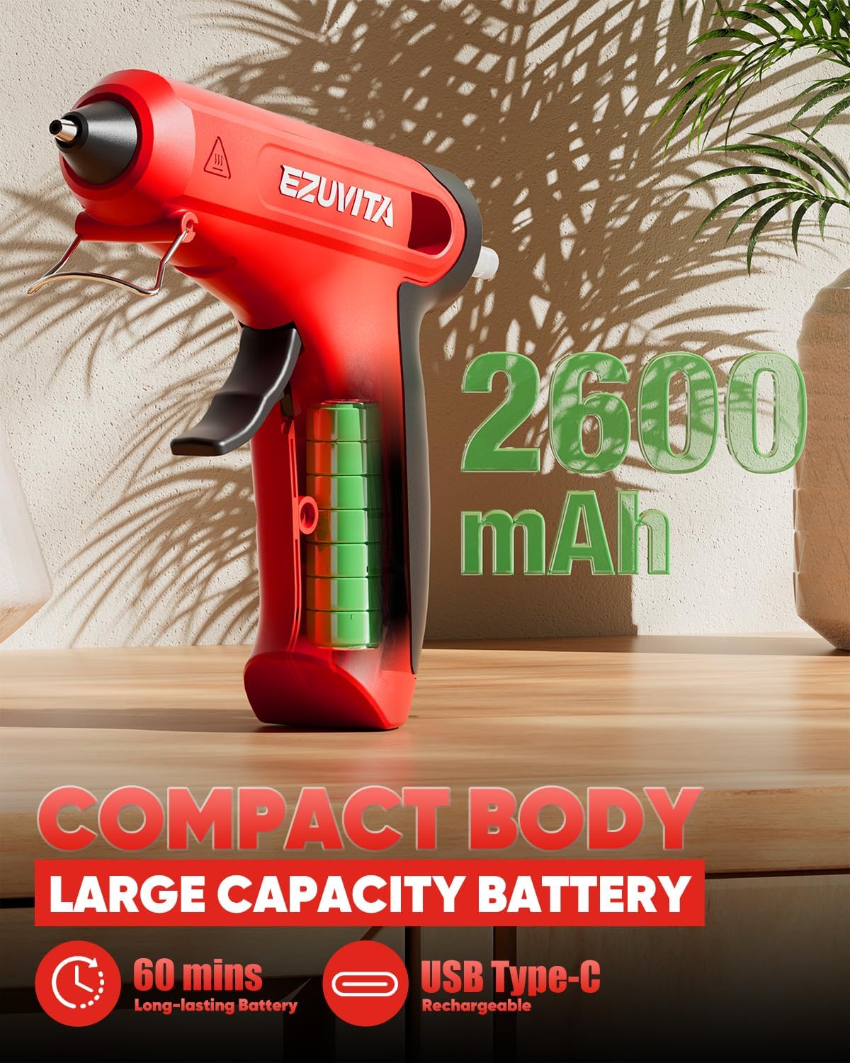 4V Red Cordless Hot Glue Gun Kit, 30-Piece Glue Sticks image 4