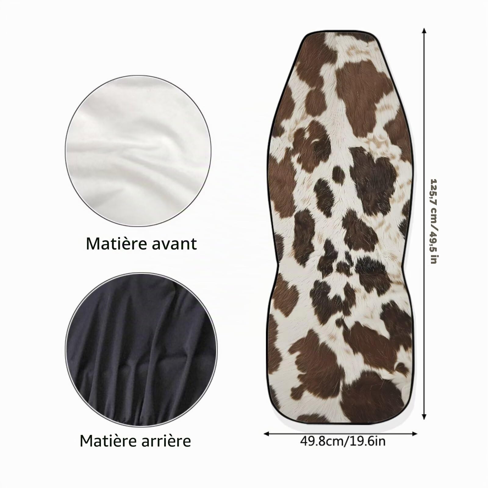 Lot de 2 housses de siège avant de voiture - Motif vache brune - Housses de siège de véhicule antidérapantes - Housse intérieure de voiture lavable - Protecteur de siège universel - Convient