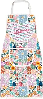 WSNANG Grandma's Kitchen Chef Apron Boho Flower Gift Grandma Apron Grandma Appreciation Gifts