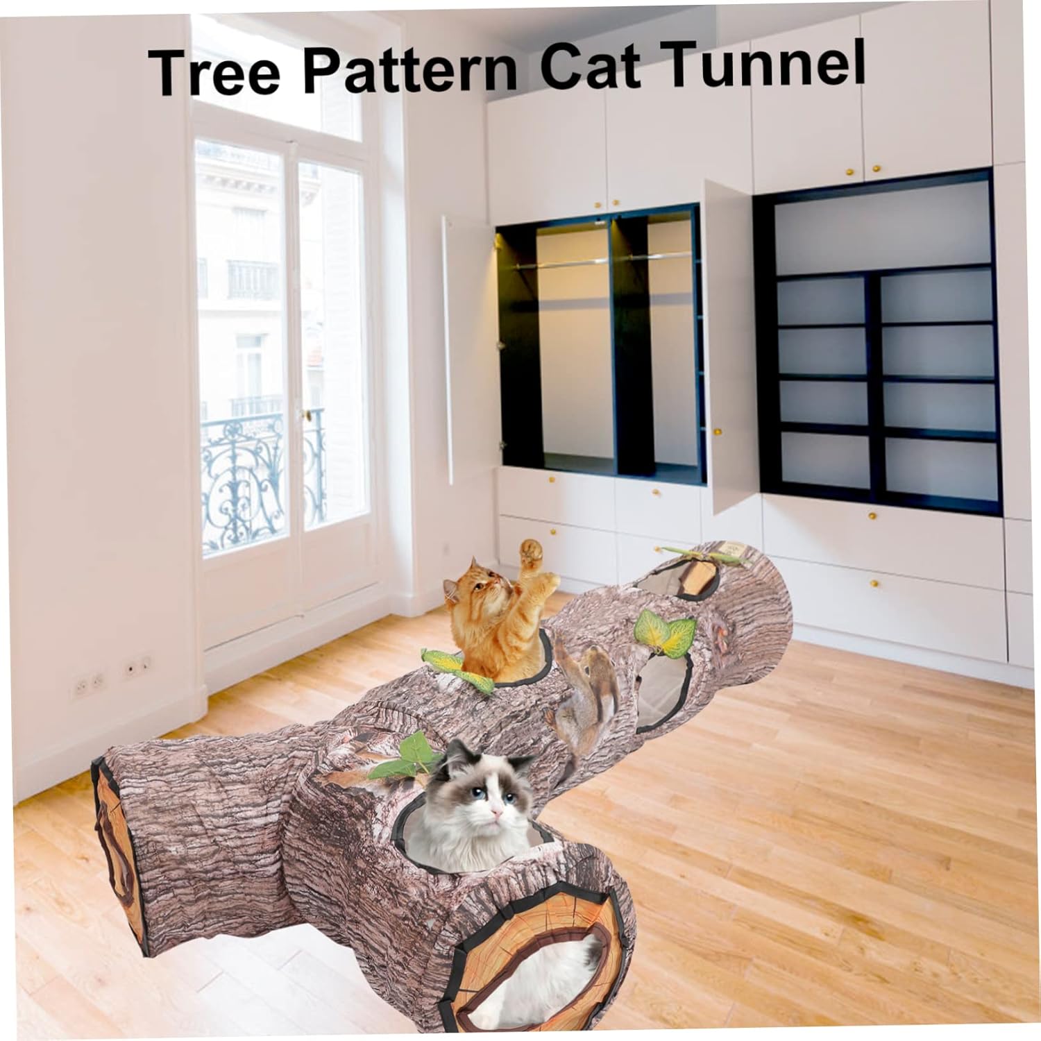 1pc Pet Cat Tunnel Tree Pattern Cat Toy Indoor Playhouse Engaging Exploration Interaction for Toy