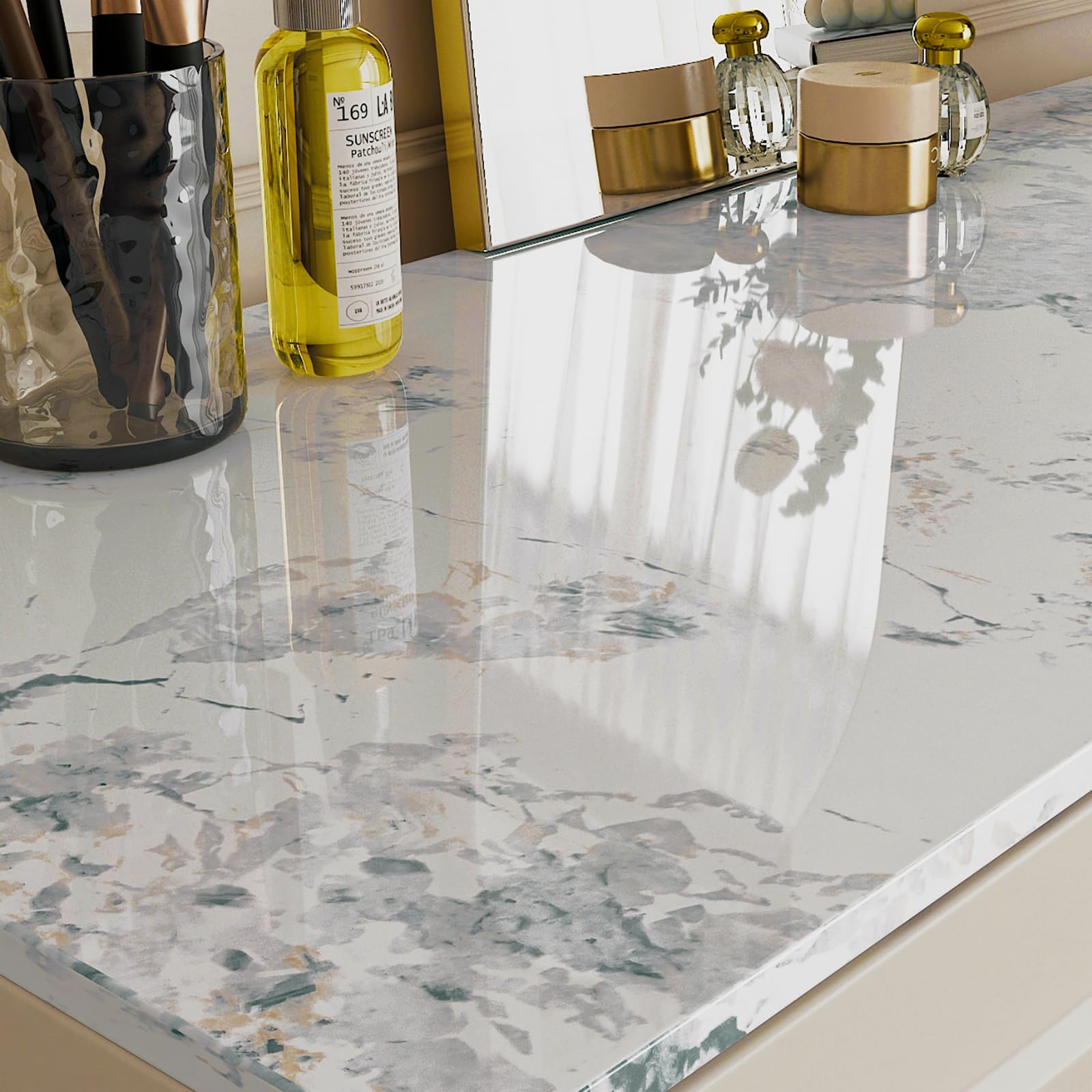 Stickyart 36"x160" Extra Wide Marble Countertop Peel and Stick Contact Paper Waterproof Glossy Marble Counter Top Contact Paper for Kitchen Self Adhesive Granite Wallpaper Vinyl for Bathroom Table