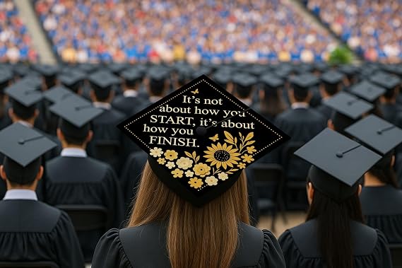ADVANSYNC It's Not About How You Start Graduation Cap Topper