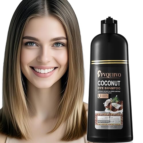 Miniatura 8 de Champú de tinte para cabello con café instantáneo 3 en 1 - Color para mujeres y hombres, 500 ml, de larga duración (castaño claro)