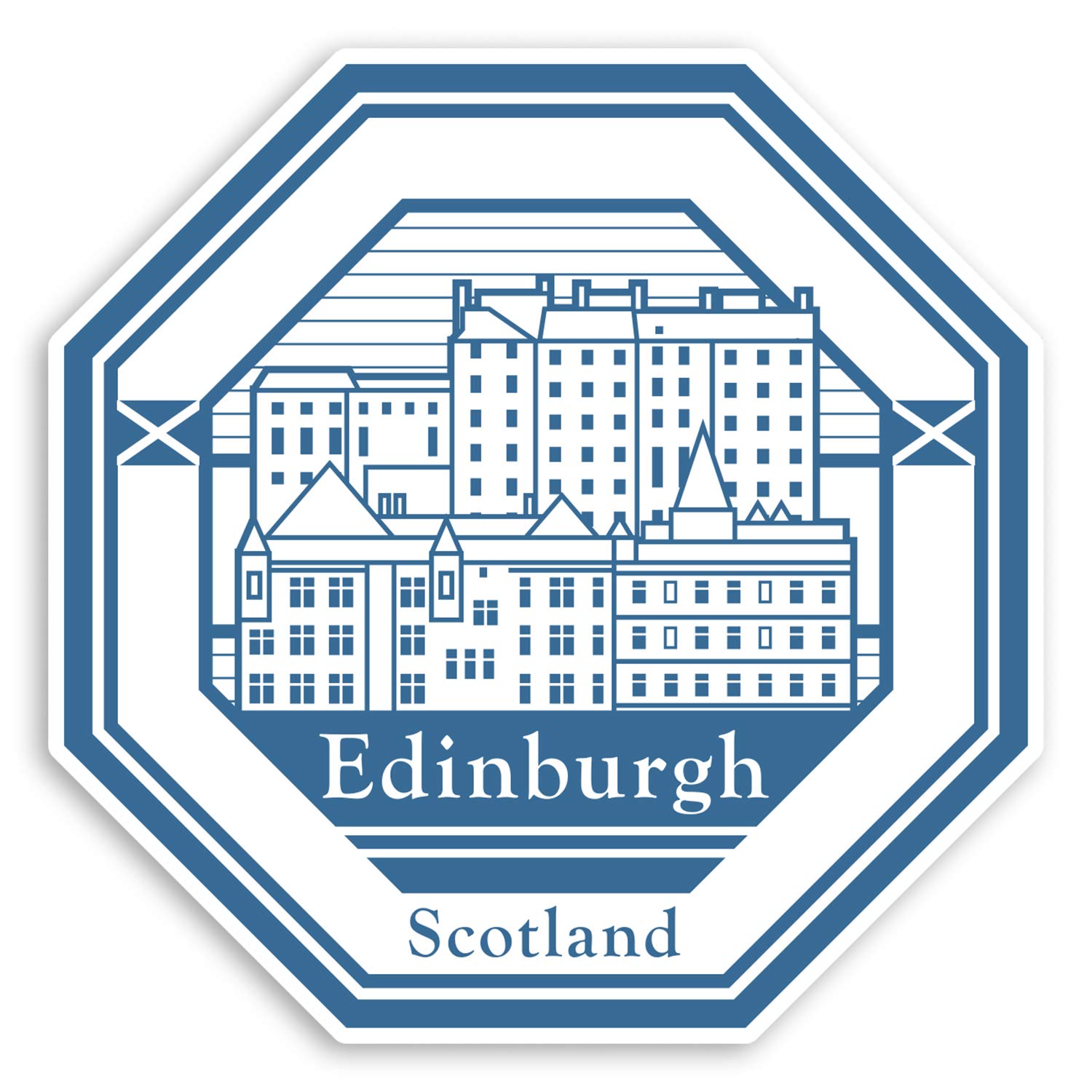 Destination Vinyl Ltd Multi 2 X 10Cm Edinburgh Scotland Vinyl Stickers - Blue Travel Luggage Sticker #30930 (10Cm Wide)