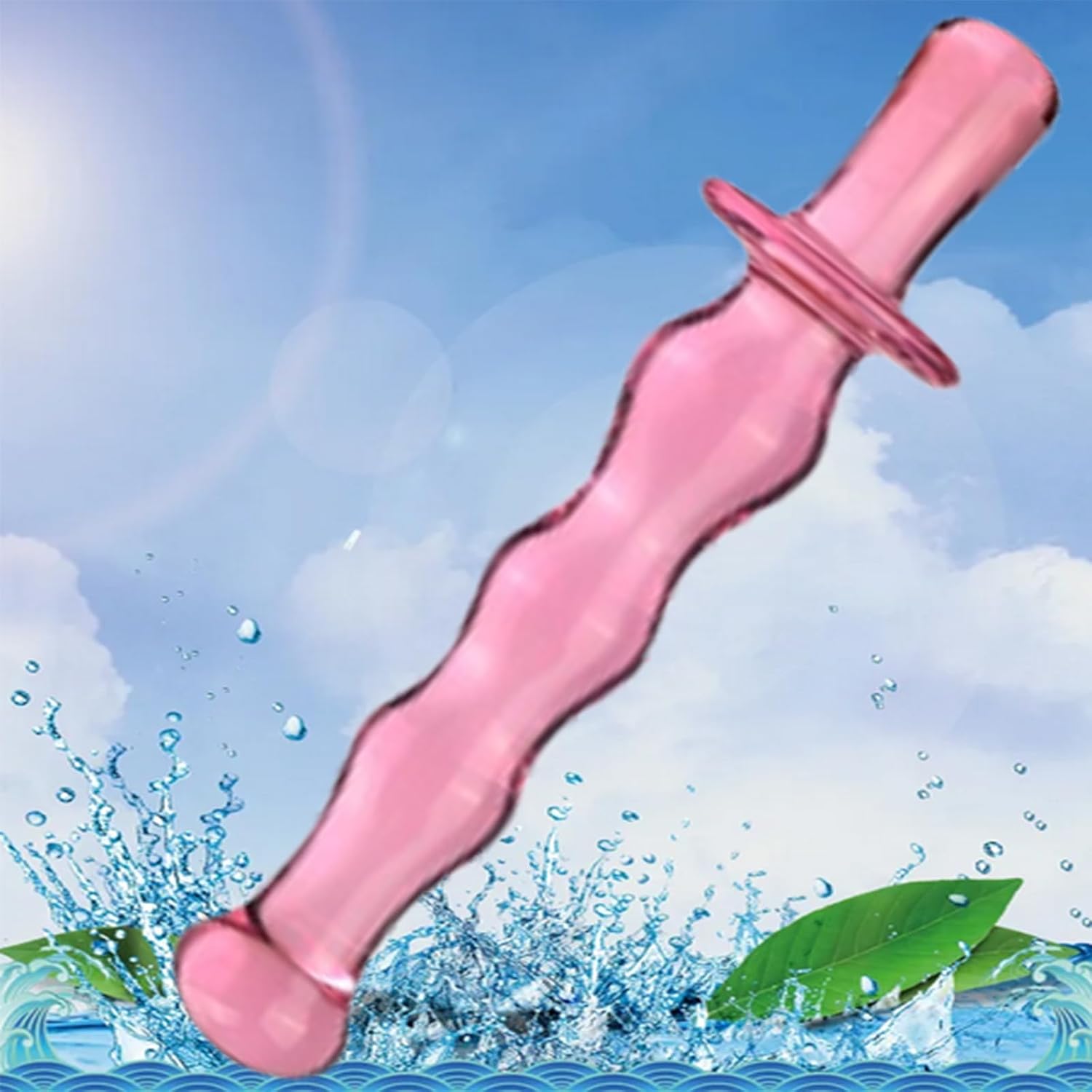 Crystal Glass Pleasure Wand Dildo Penis,Double Ended Dildo Crystal Penis G-spot Stimulator Women Masturbator Butt Plug Anal Sex Toy Glass Double Ended Dildo for Men Women(Style 2)