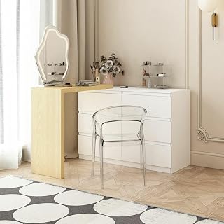 6 Chest of Drawers Dresser Tallboy Storage Cabinet Beauty Work Station Bedside Adjustable Bedroom Furniture White & Oak