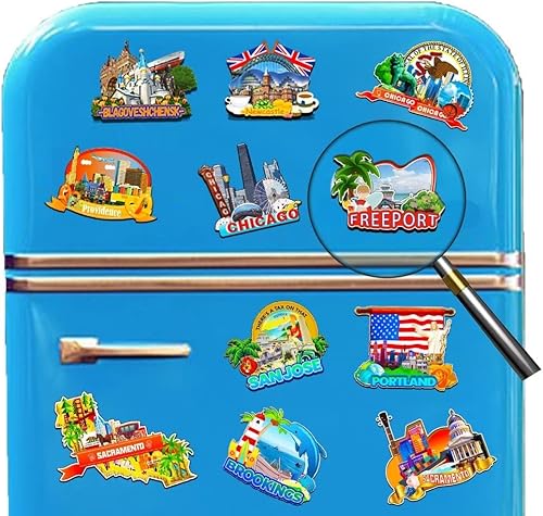 Miniatura 4 de Freeport - Imán para nevera con imán de madera en 3D, monumentos de viaje, coleccionables, recuerdos, decoración hecha a mano -2267