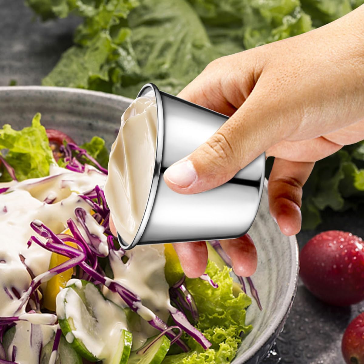 Stainless Steel Sauce Cups and Dipping Containers Small Condiment Bowls 60ml for Hot Pot and Western Cuisine 4pcs Set for Dining and Entertaining