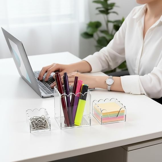 YAGELI Acrylic Desk Organizer Set of 3, Clear