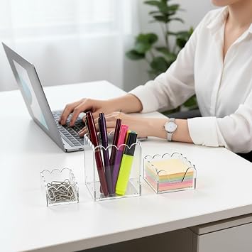 YAGELI Acrylic Desk Organizer Set of 3, Clear