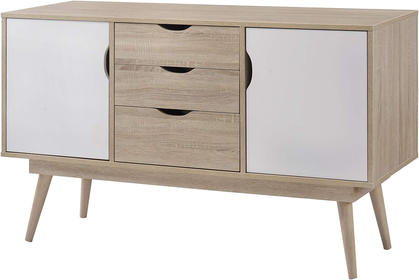 LPD Scandi Oak Coloured Living Room Range - Tables, TV Cabinet, Sideboard, Desk - White or Grey#White Sideboard