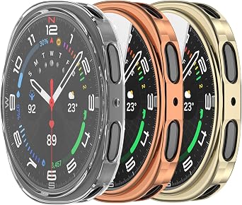 Yrzper Compatible with Samsung Galaxy Watch 9/8 44mm 40mm Case, Soft TPU Plated All Around Scratch-Proof Screen Protector Case Cover Clear rose gold gold, 40mm