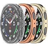 Yrzper Compatible with Samsung Galaxy Watch 8 44mm Case, Soft TPU Plated All Around Scratch-Proof Screen Protector Case Cover for Samsung Galaxy Watch 8 40mm (Clear rose gold gold, 40mm)