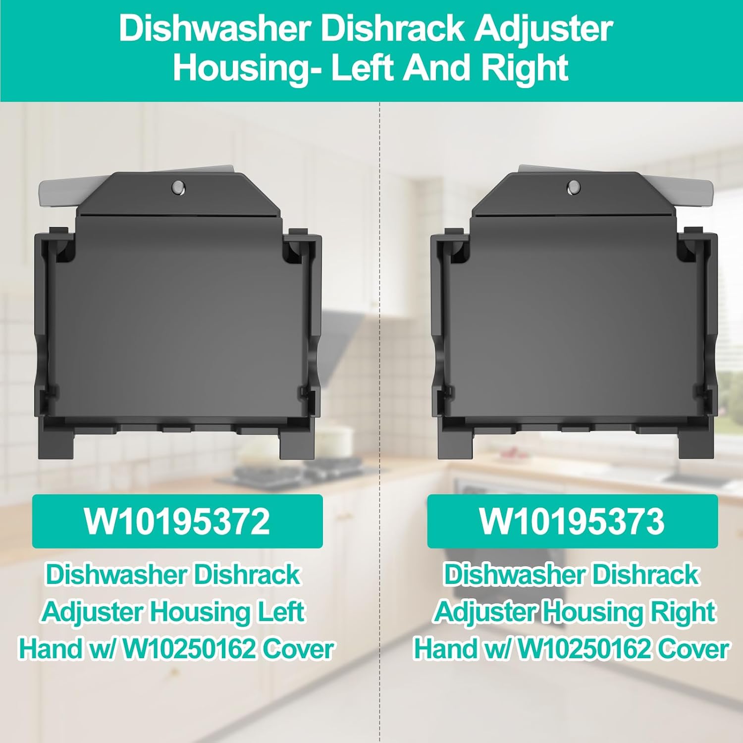Upgraded W10195372 W10195373 Dishwasher Top Rack Adjuster Housing for Whirlpool WDT730PAHZ0 WDTA50SAHZ0 Upper Rack Parts for Kenmore KitchenAid KDFE104DSS5 KDTE334GPS0 Top Rack Parts