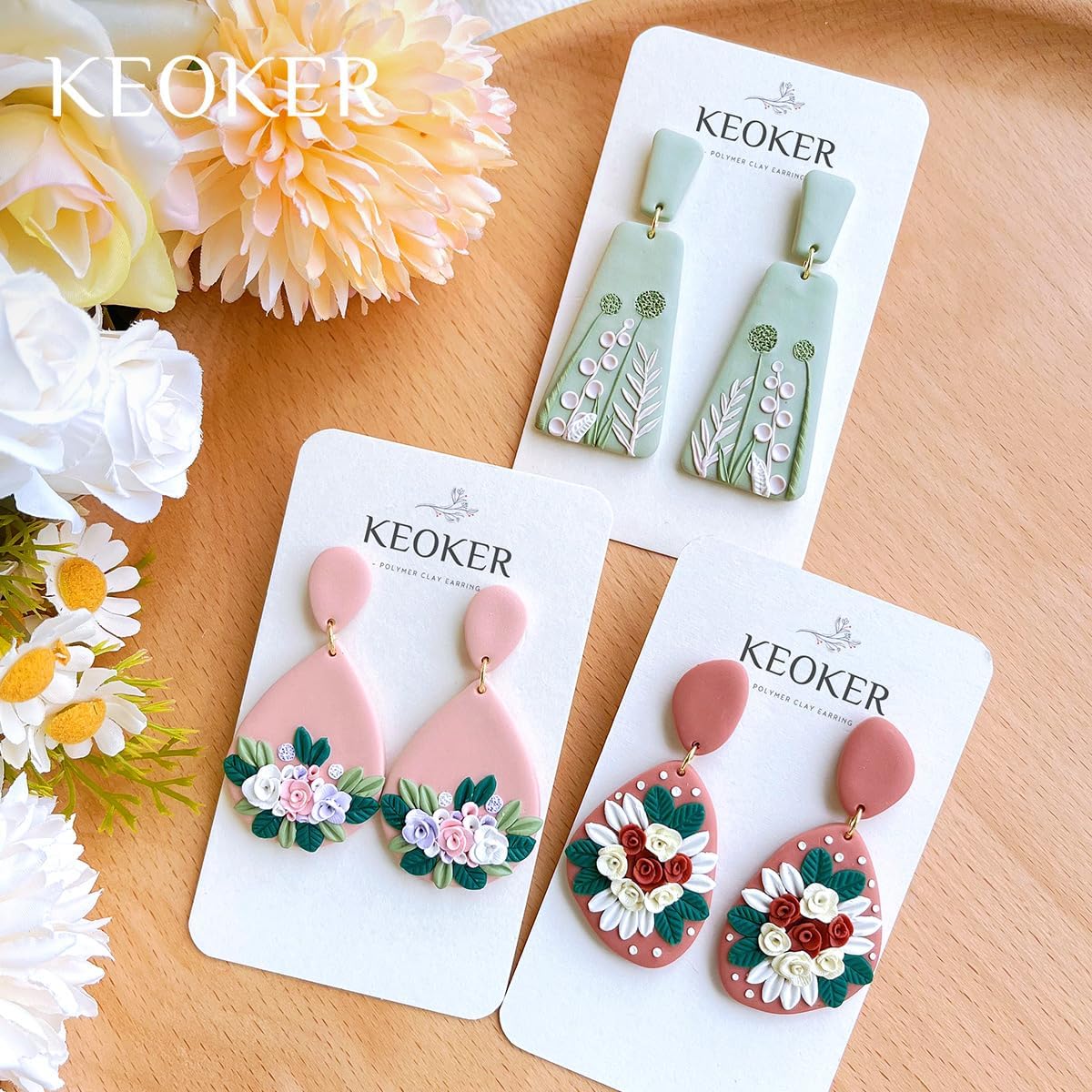Keoker 15 Organic Shape Clay Cutters for Polymer Clay Jewelry, Polymer Clay Cutters for Clay Earrings Jewerlry Making (All)
