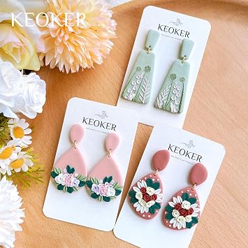 Keoker Polymer Clay Cutters, Clay Cutters for Polymer Clay Jewelry, Basic Polymer Clay Cutters, Clay Earrings Cutters.