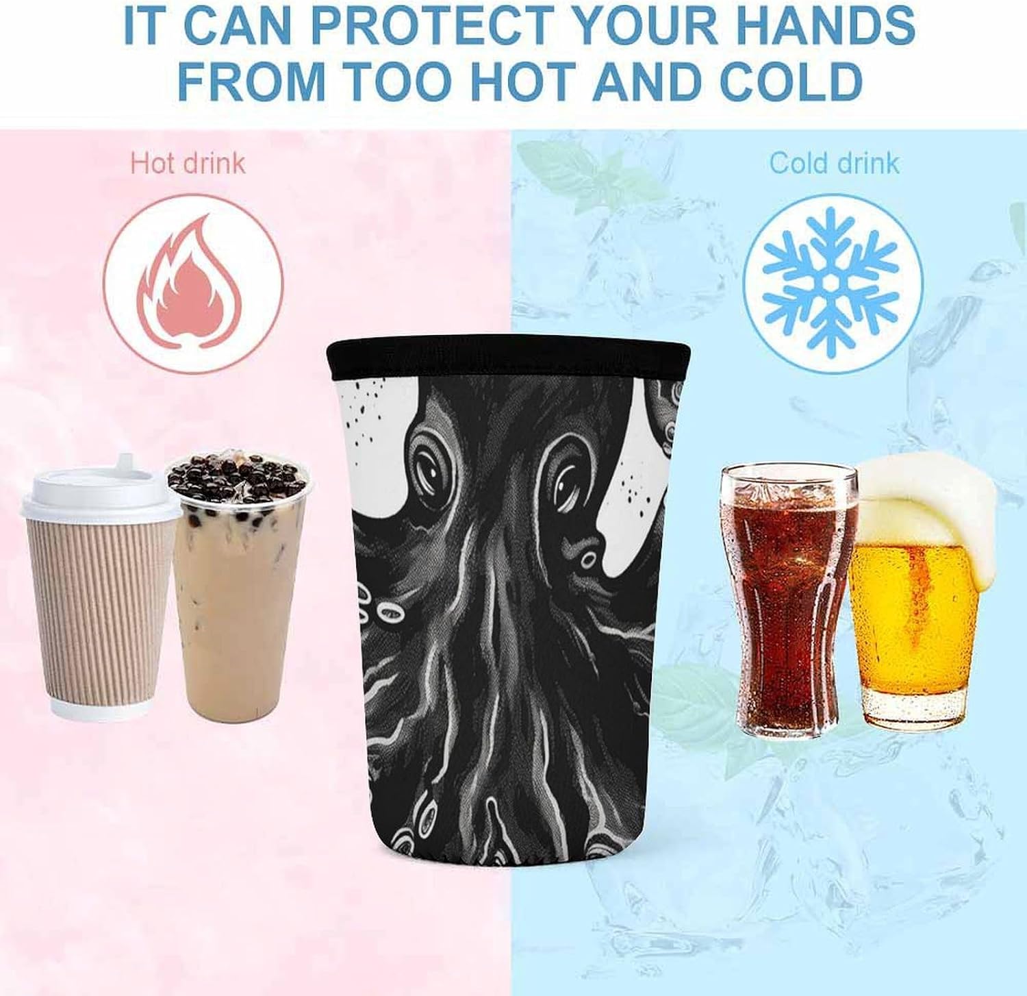 3 Pack Neoprene Cup Sleeves, Stretchy Reusable Drink Cup Cover Universal