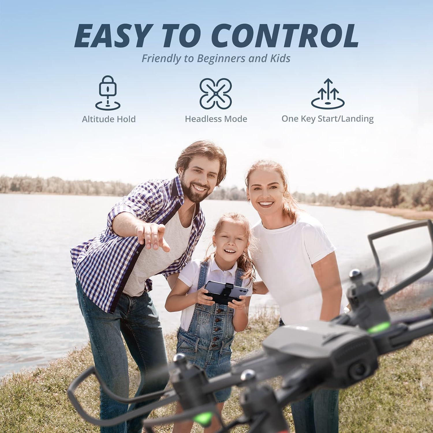 Dragon Touch DF01 Drone with FPV Camera for Adult Beginner and Kids, Foldble Drones with 2 Batteries, Gestures Selfie, 3D Flips, Gravity Control, Altitude Hold, Headless Mode, Remote Control Toys for Boys Girls