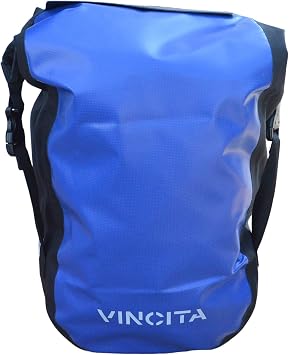 BIRIA Pannier Single Bag, Waterproof, Black, for Touring and Reflective Spots for Visibility at Nights