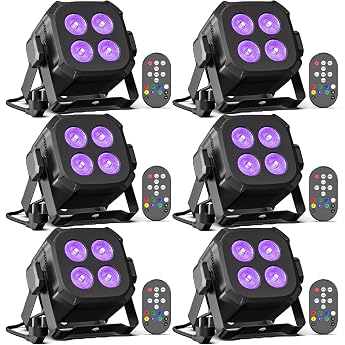Set of 6 40W RGBW 4 in 1 LED Par Headlights with Remote Control Sound Control DMX Stage Light Lightweight Disco Light for DJ Home Party Wedding Halloween [Energy Class E]