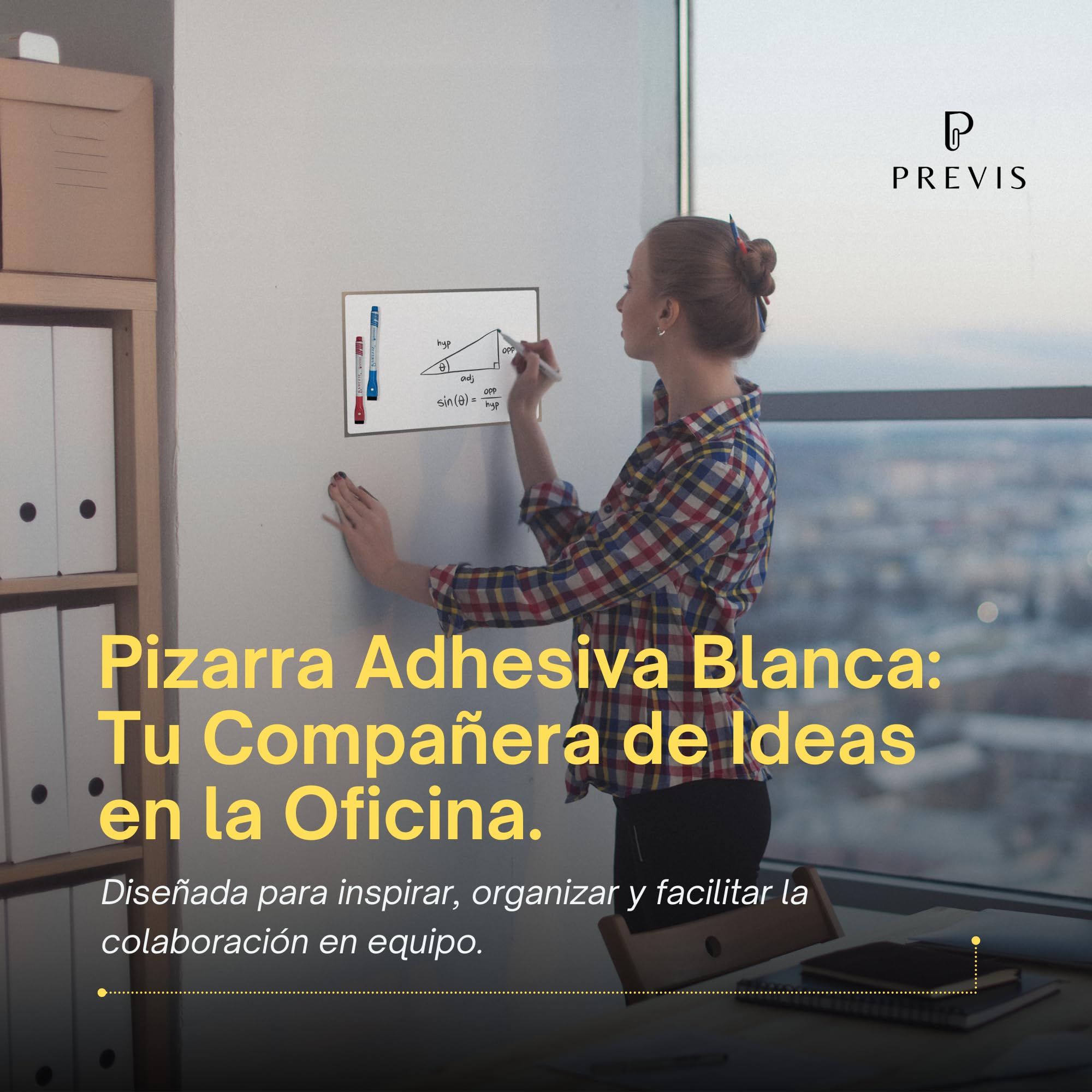 PREVIS Pizarra Adhesiva Pared Blanca Magnetica A4 30x21cm + 3 Rotulador Borrable - Papel Pizarra Adhesivo Pared - Rollo Vinilo Hogar y Oficina - No Daña Pared Fácil de Trasladar