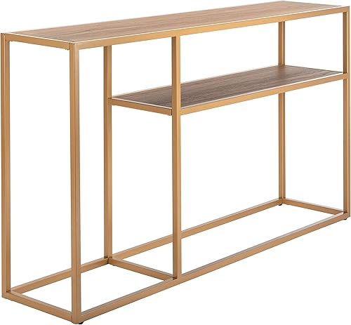 Miniatura 4 de Safavieh Inicio Octavia Mesa consola moderna de nogal y oro Nogal / Oro,Multi / dorado