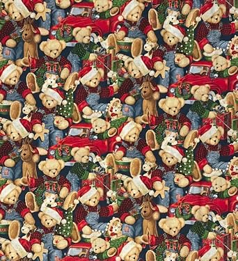 44 x 36 OOP Blue Jean Teddy Springs Creatives 100% Cotton Christmas Fabric Baby, 887816389891