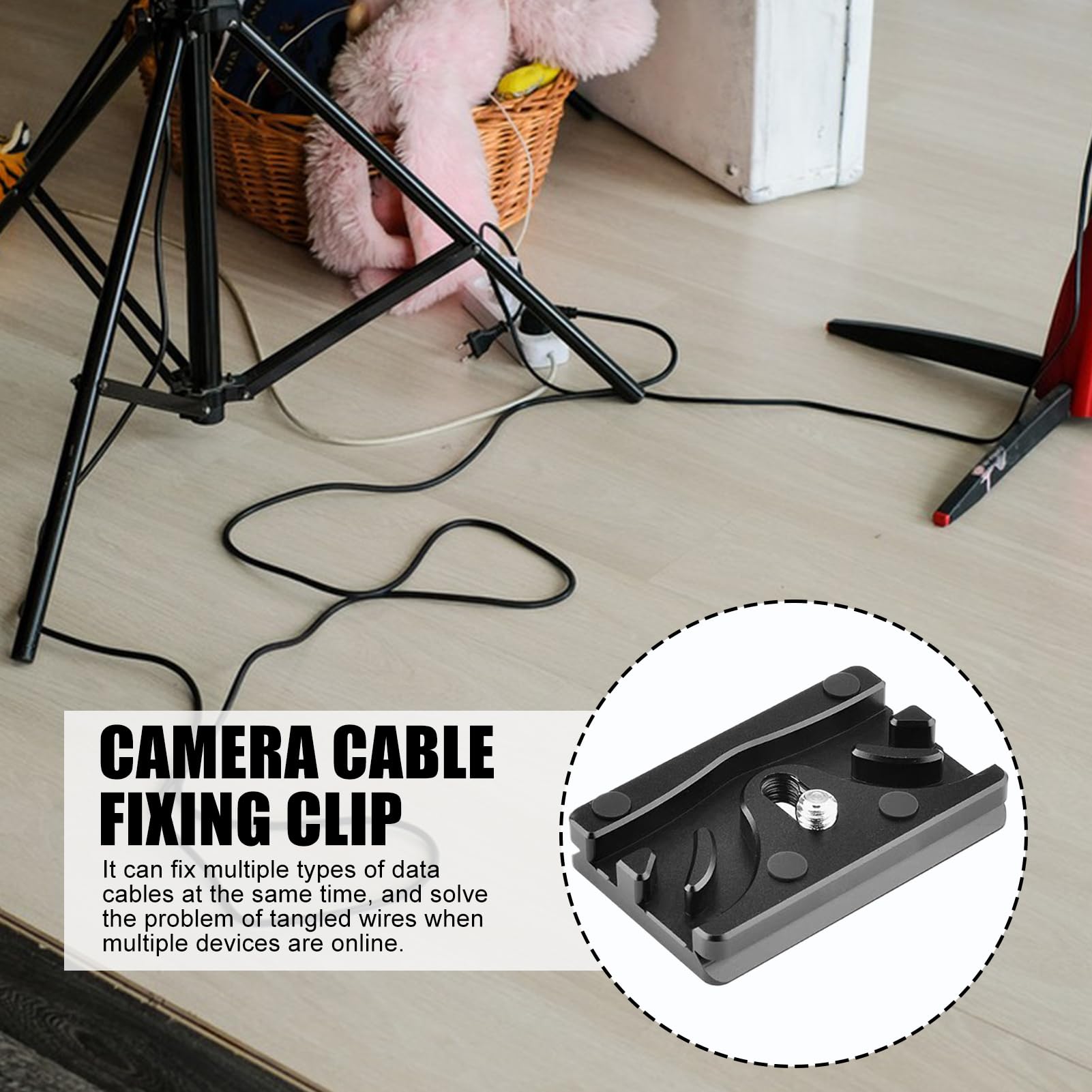 Camera Cable Clamp - Aluminium Alloy Gimbal Quick Release Plate | Secure Tether Data Cable Organizer For DSLR Rig, Live Streaming & Photography Setup