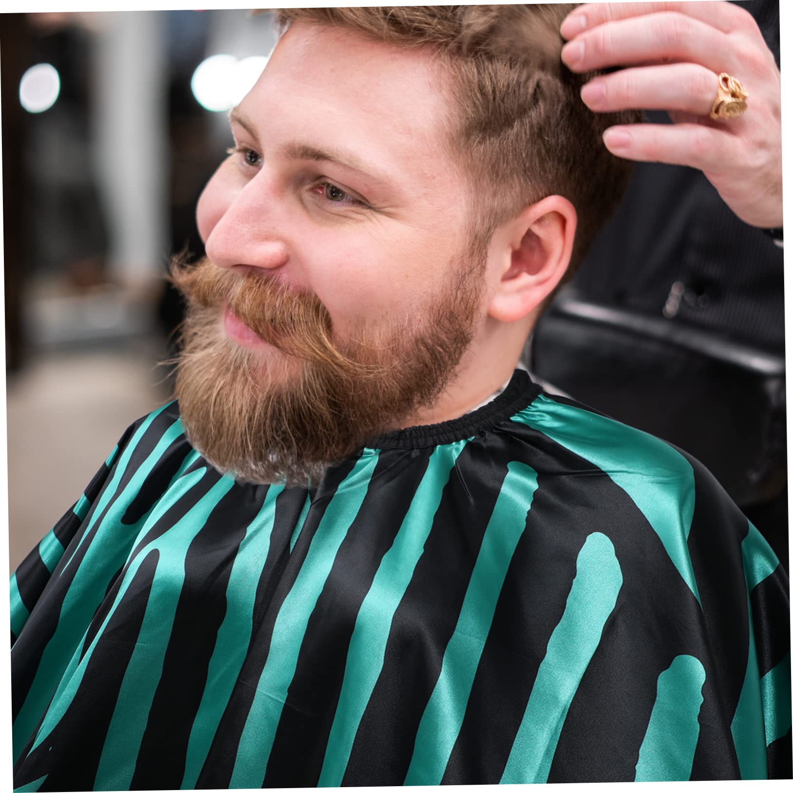 Mikikit Capa Para Cortar El Pelo Color Verde Zebra, Tamaño Grande, Tela De Satén Resistente Al Agua, Para Peluquería Profesional y Salones, Unisex Adultos y Niños, Protección Contra Cabello y Tinte