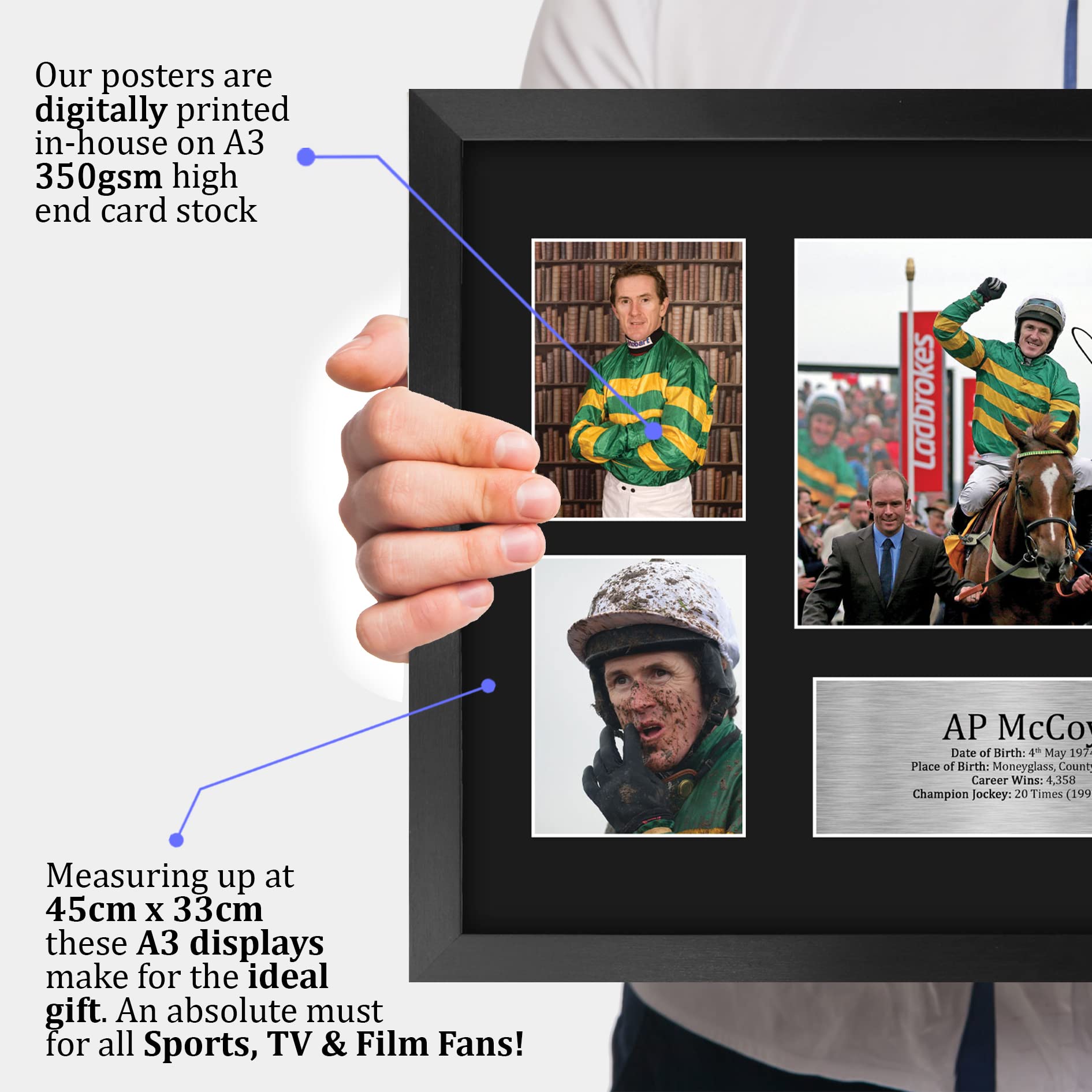Signed Sir Anthony McCoy A3 Framed Picture - Ideal Horse Racing Gift For Fans