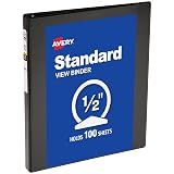 Avery® Standard View 3 Ring Binder, 0.5" Round Rings, 1 Black Binder – view 1