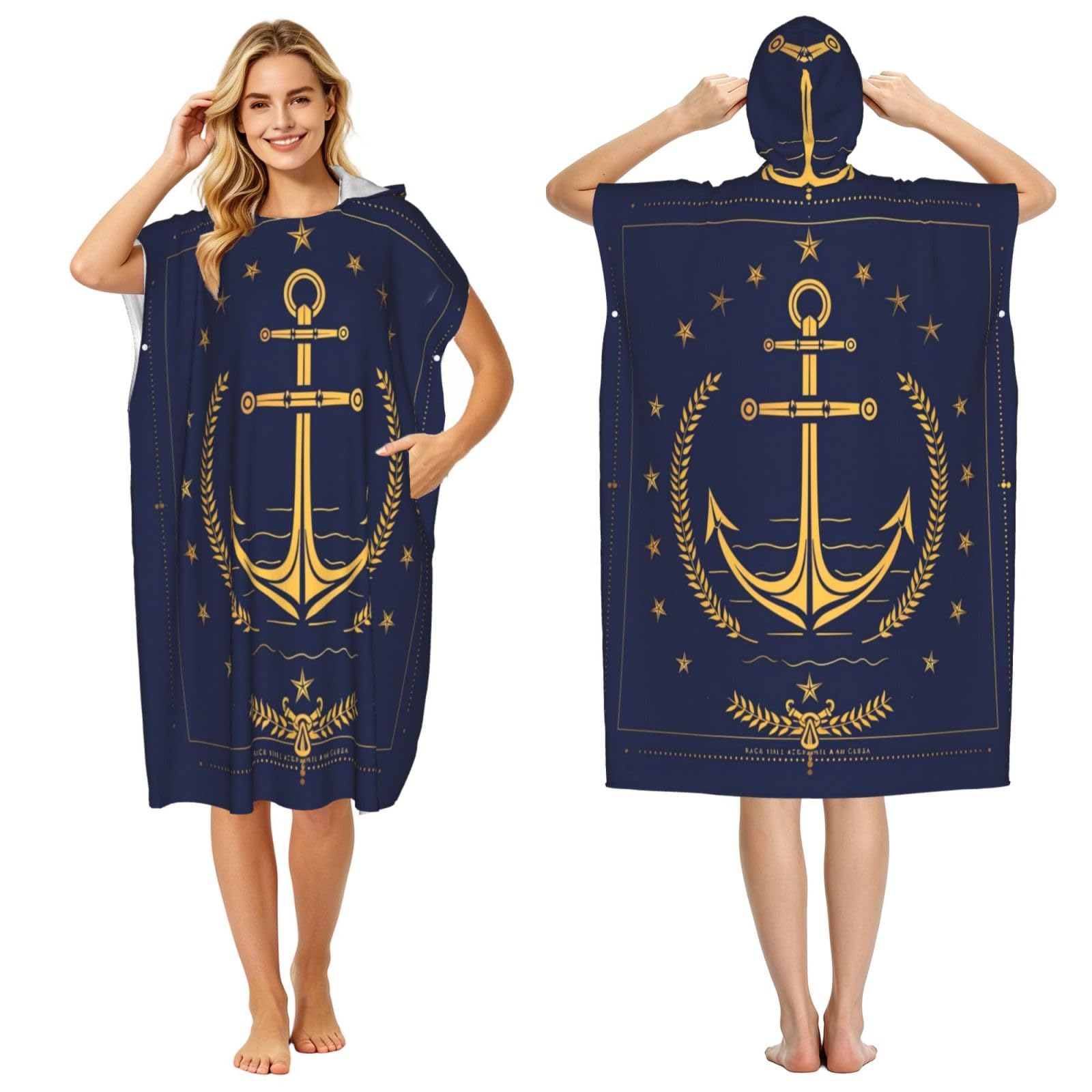 KLGRTJHK Rhode Island Flag Adult Hooded Beach Poncho Towel 43"X35"